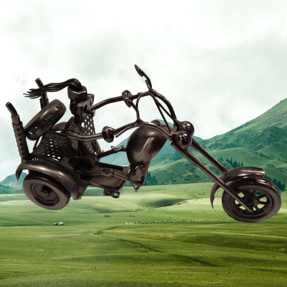 Three Wheel Metal Chopper Made from Scrap Metal